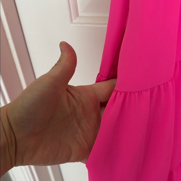 Amanda Uprichard Hot Pink Tie Sleeves Tiered Dress - XS - Picture 5 of 8